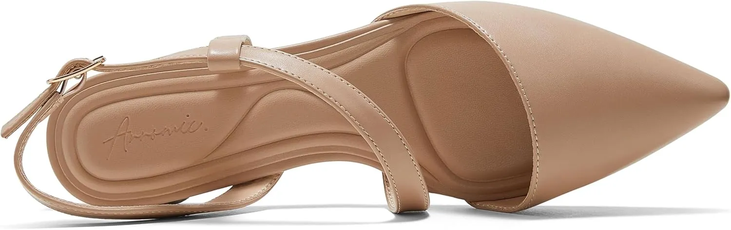Arromic Slingback Flats for Women Pointed Toe Flat Shoe Comfortable Leather Casual Fashion Dress Work Office Shoes