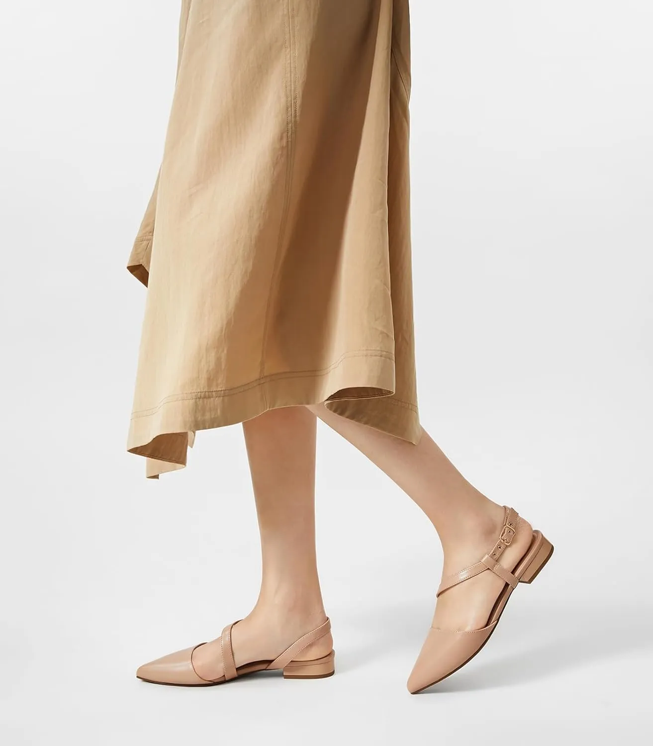 Arromic Slingback Flats for Women Pointed Toe Flat Shoe Comfortable Leather Casual Fashion Dress Work Office Shoes