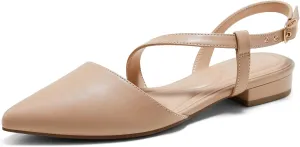 Arromic Slingback Flats for Women Pointed Toe Flat Shoe Comfortable Leather Casual Fashion Dress Work Office Shoes