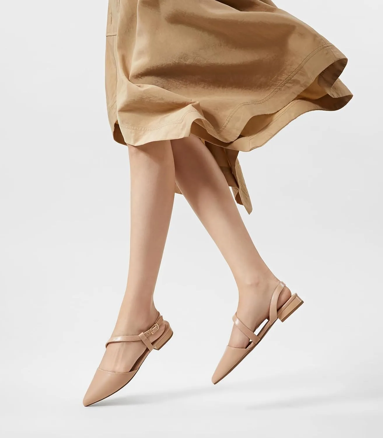 Arromic Slingback Flats for Women Pointed Toe Flat Shoe Comfortable Leather Casual Fashion Dress Work Office Shoes