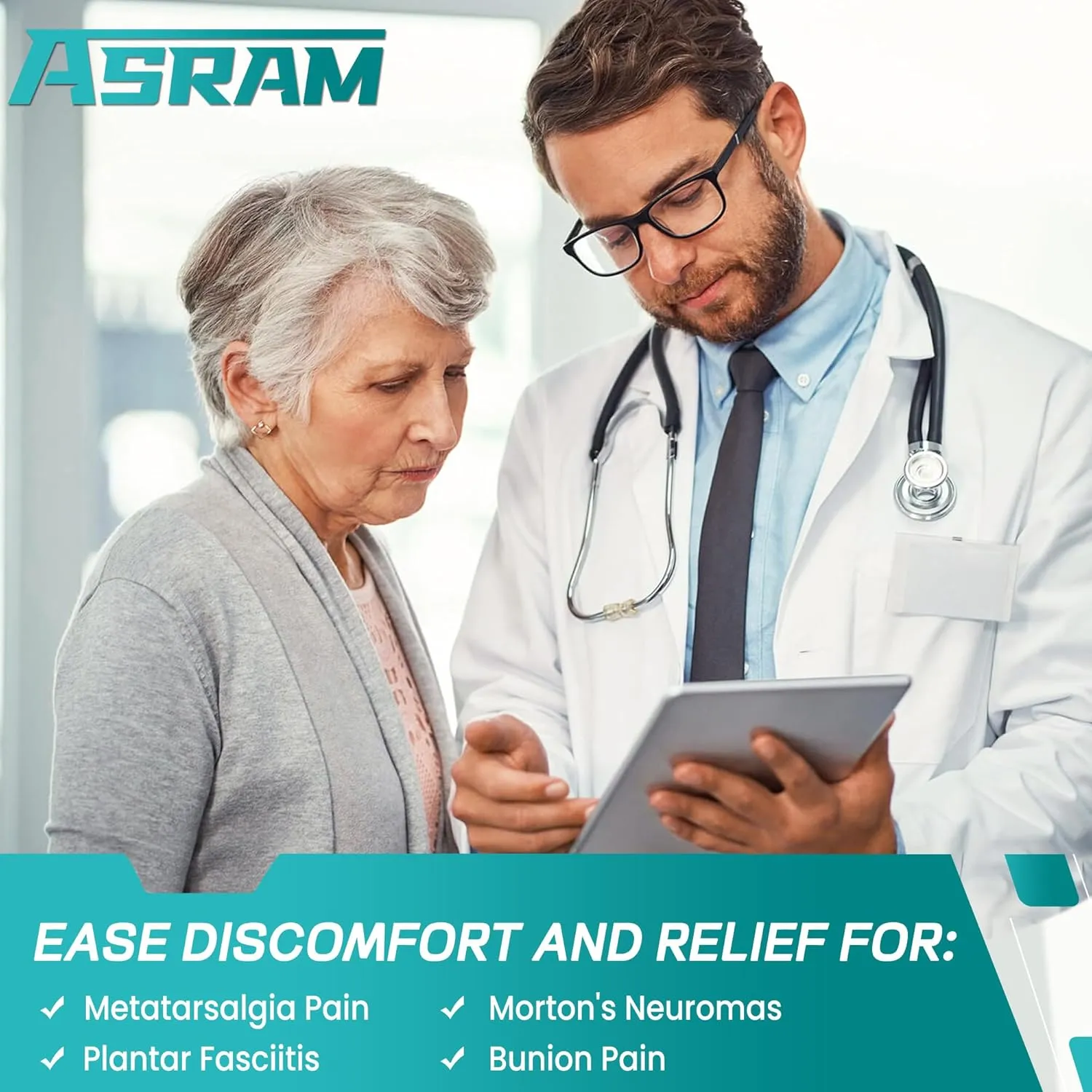 ASRAM Metatarsal Pads with Gel Pad,Ball of Foot Cushion,Forefoot Pads,Fabric Soft Socks for Metatarsal Pain Relief, Metatarsalgia,Bone Spur,Aching Feet Relieve Feet Pain.