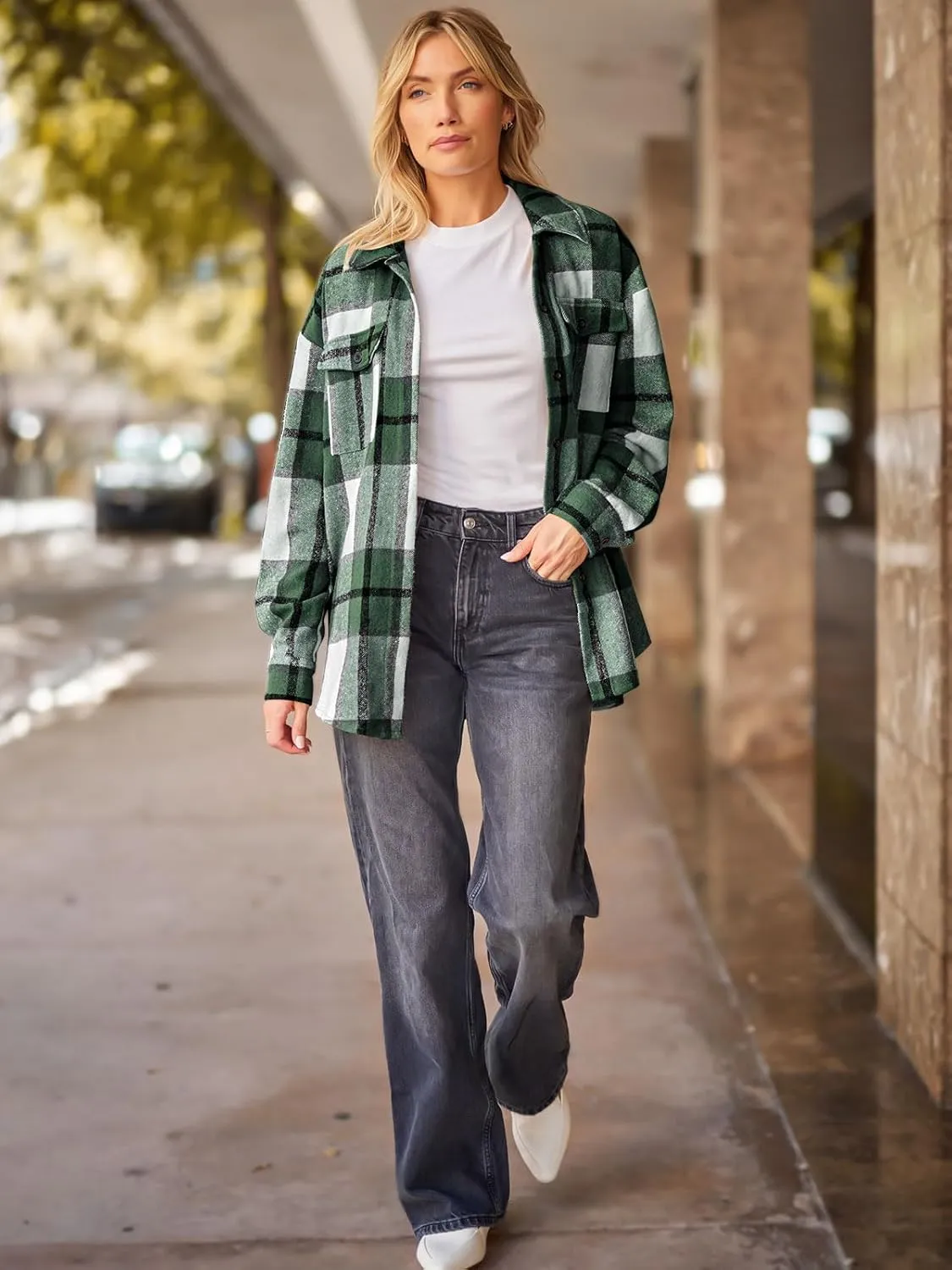 AUTOMET Womens Fall Outfits Fashion Clothes Shackets Flannel Plaid Button Down Long Sleeve Shirts Jackets