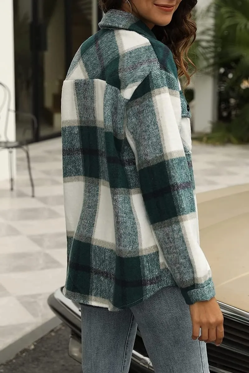 AUTOMET Womens Fall Outfits Fashion Clothes Shackets Flannel Plaid Button Down Long Sleeve Shirts Jackets