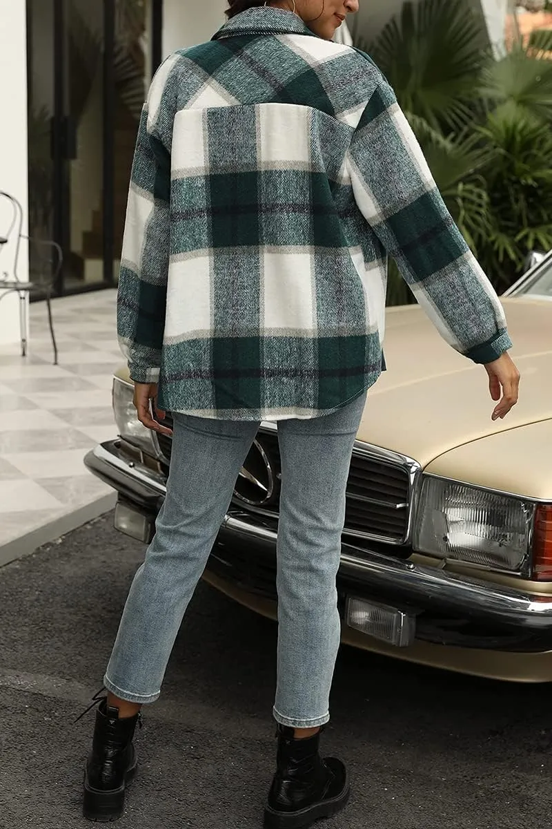 AUTOMET Womens Fall Outfits Fashion Clothes Shackets Flannel Plaid Button Down Long Sleeve Shirts Jackets