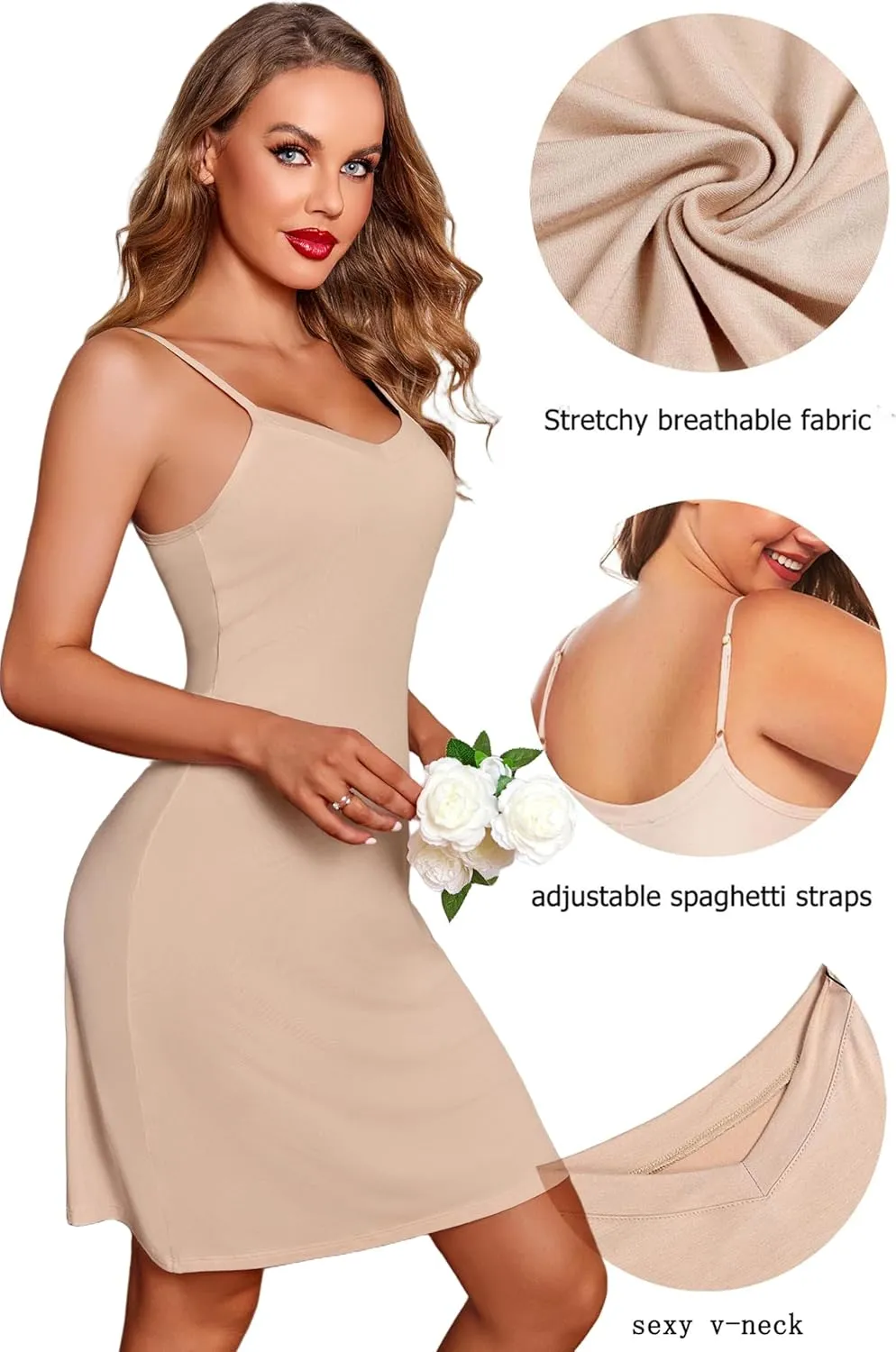 Avidlove Women Full Slips Sexy Chemise Nightgown V Neck Straight Dress Nightwear S-4XL