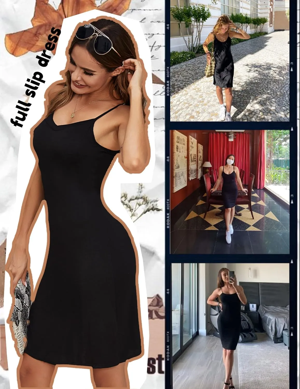 Avidlove Women Full Slips Sexy Chemise Nightgown V Neck Straight Dress Nightwear S-4XL