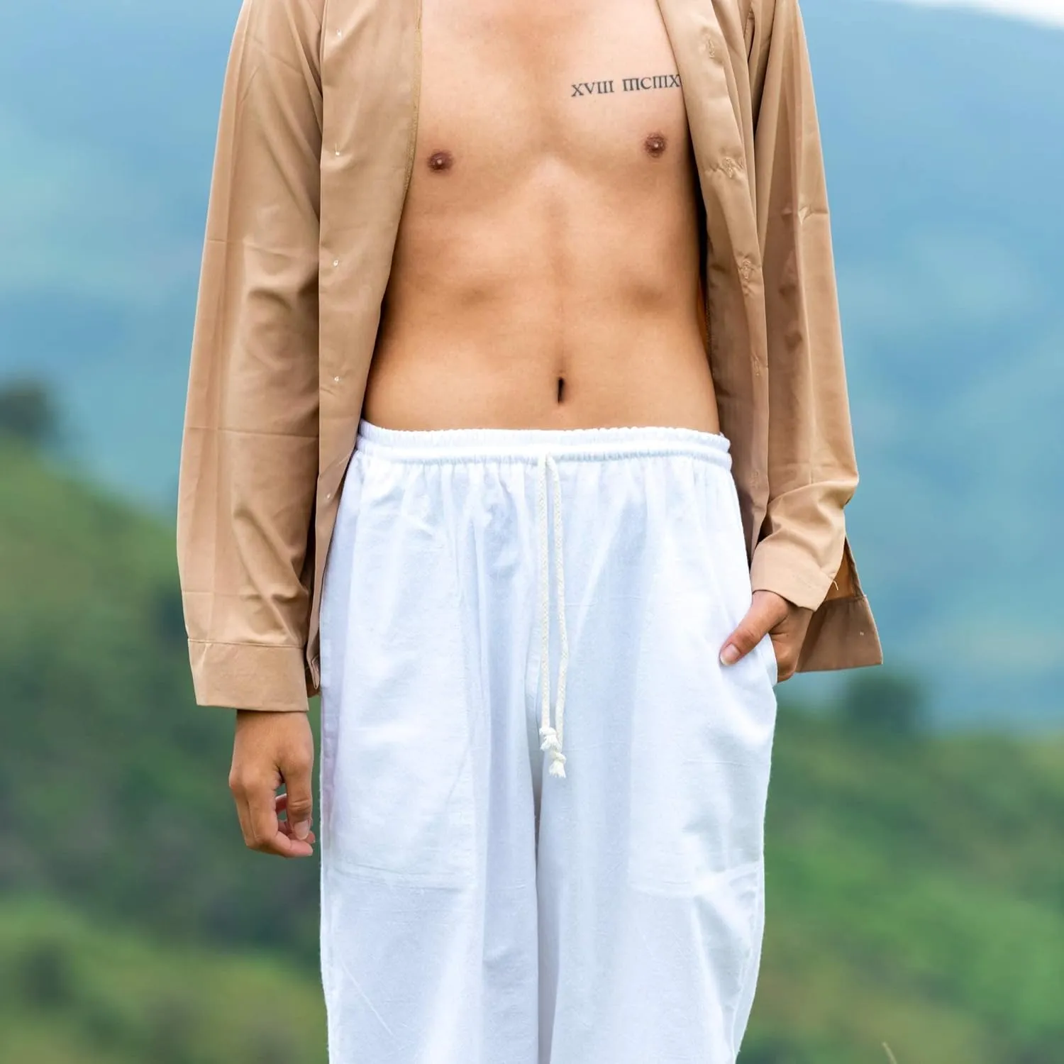 Baggy Sweatpants Men Cotton, Drawstring Lounge Pants, Relaxed Fit, Ideal for Comfort