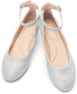 Ballet Flat Shoes for Women with Ankle Strap Low Wedge Heel, Cute Flats for Women, Comfortable Casual Dress Shoes