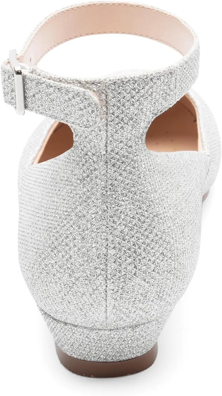 Ballet Flat Shoes for Women with Ankle Strap Low Wedge Heel, Cute Flats for Women, Comfortable Casual Dress Shoes