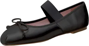 Ballet Flats Shoes for Women Ballerina Satin Flats Ladies Bow Casual Mary Jane Elastic Strap Flats