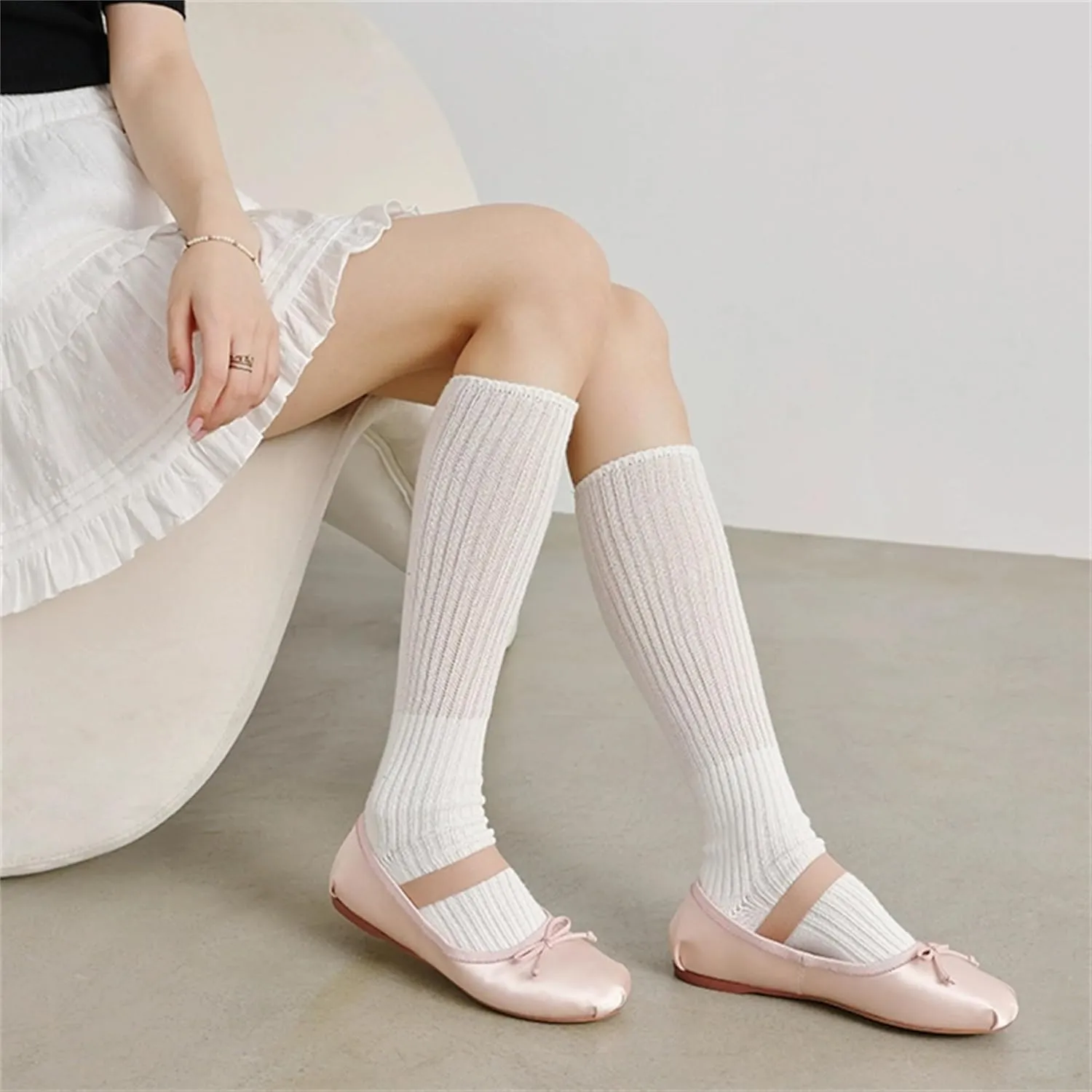 Ballet Flats Shoes for Women Ballerina Satin Flats Ladies Bow Casual Mary Jane Elastic Strap Flats