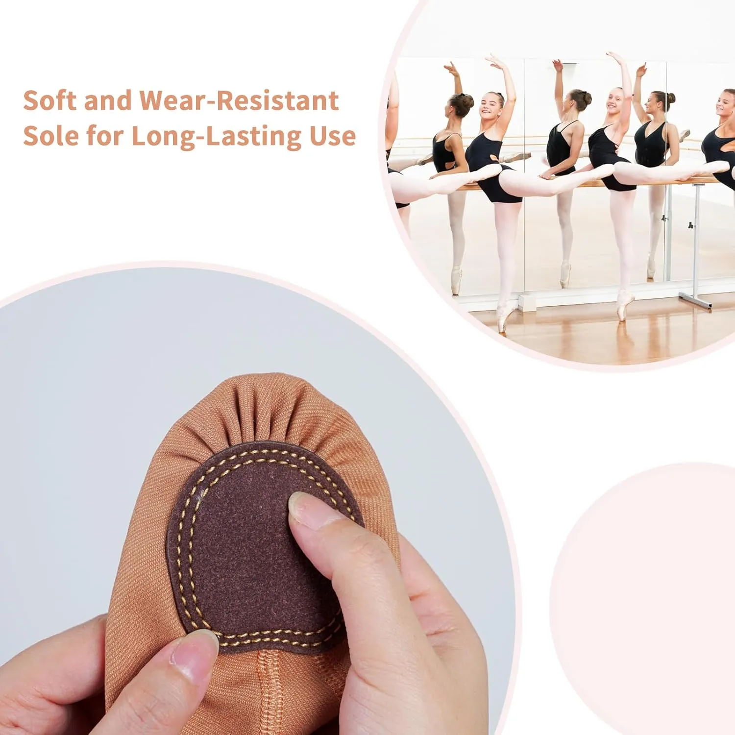 Ballet Flats Shoes for Women Big Girls, Resistant Elastic Canvas Adult Dance Shoes, Flat Dance Practice Shoes with Split Soles, Soft Sole Yoga Shoes for Girls Boys