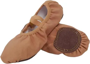 Ballet Flats Shoes for Women Big Girls, Resistant Elastic Canvas Adult Dance Shoes, Flat Dance Practice Shoes with Split Soles, Soft Sole Yoga Shoes for Girls Boys