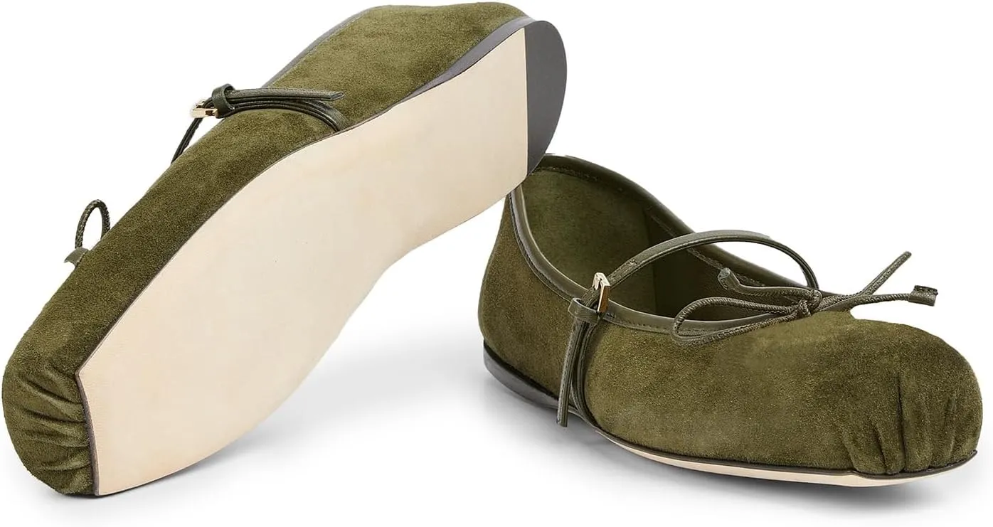 Ballet Flats Shoes for Women, Bows Slip On Comfortable Closed Square Toe Flats for Casual Dressy