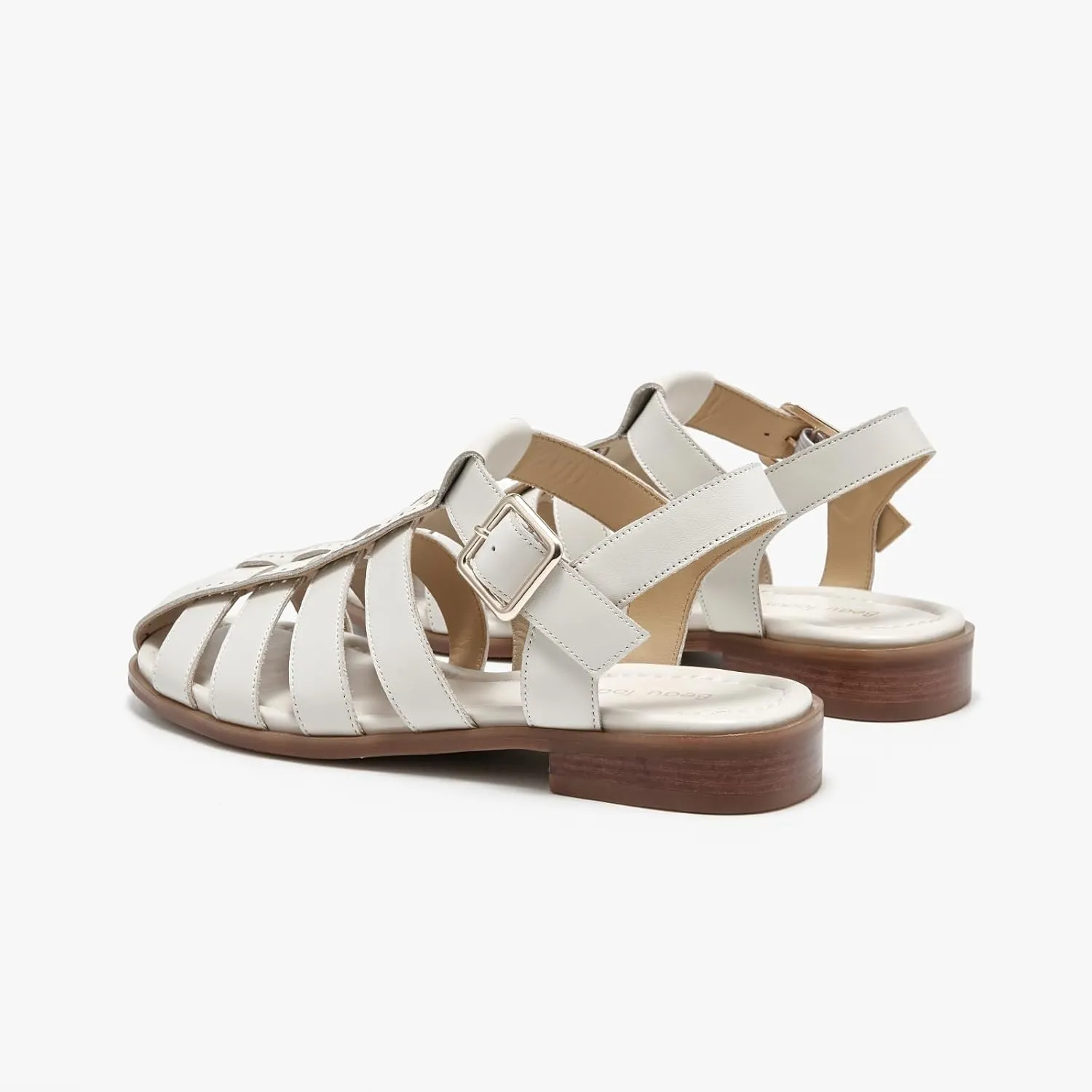 BEAU TODAY Fisherman Sandals for Women, Women’s Leather Flat Sandals, Gladiator Strappy Close Toe Roman Sandals Shoes Comfortable Dress Buckle Summer Shoes