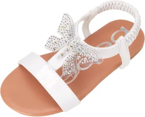 bebe Girls' Sandals - Lightweight Open Toe Little Girl Dress Shoes Flat Sandals with Butterfly Accent for Easter Summer
