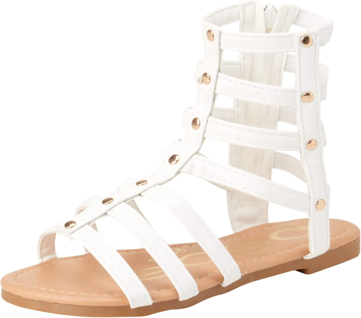 bebe Girls' Sandals - Open Toe Lightweight Summer Strappy Flat Gladiator Sandals with Ankle Zipper and Cushioned Sole