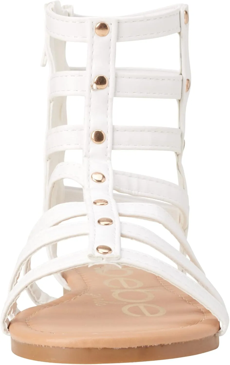 bebe Girls' Sandals - Open Toe Lightweight Summer Strappy Flat Gladiator Sandals with Ankle Zipper and Cushioned Sole