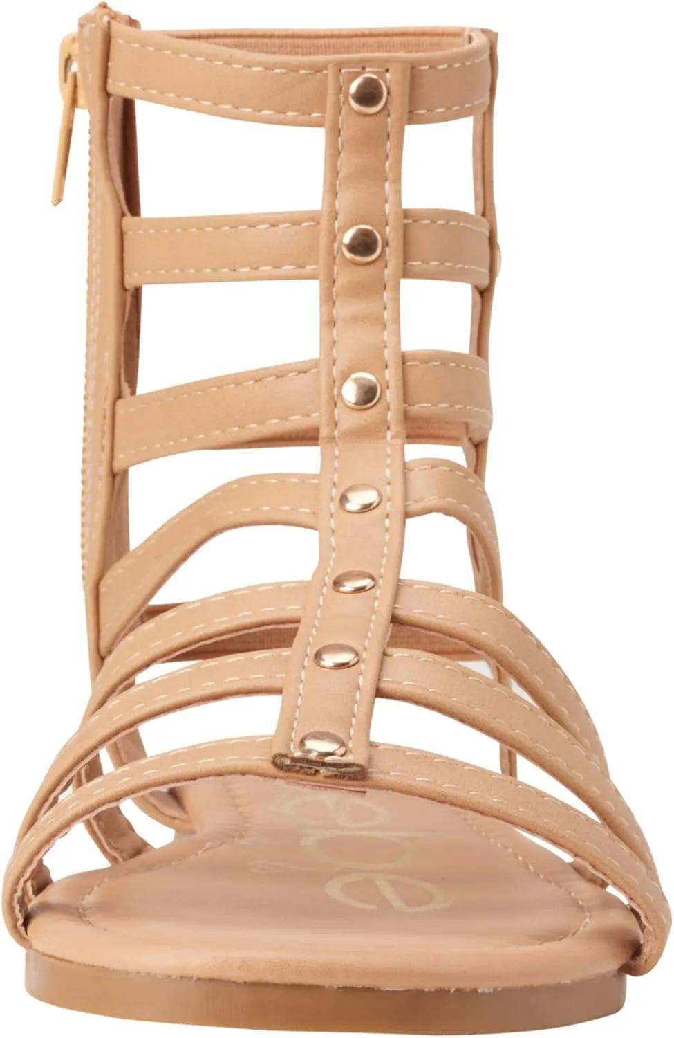 bebe Girls' Sandals - Open Toe Lightweight Summer Strappy Flat Gladiator Sandals with Ankle Zipper and Cushioned Sole