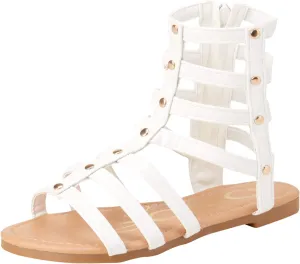 bebe Girls' Sandals - Open Toe Lightweight Summer Strappy Flat Gladiator Sandals with Ankle Zipper and Cushioned Sole