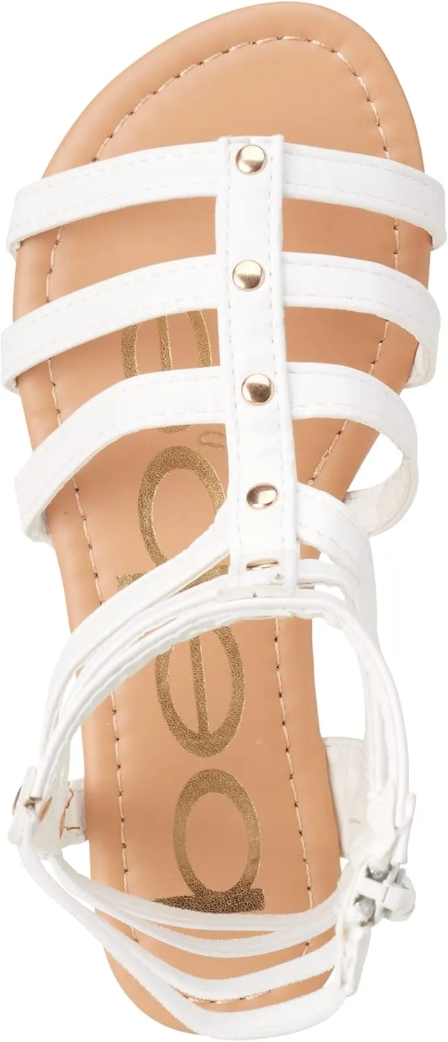 bebe Girls' Sandals - Open Toe Lightweight Summer Strappy Flat Gladiator Sandals with Ankle Zipper and Cushioned Sole