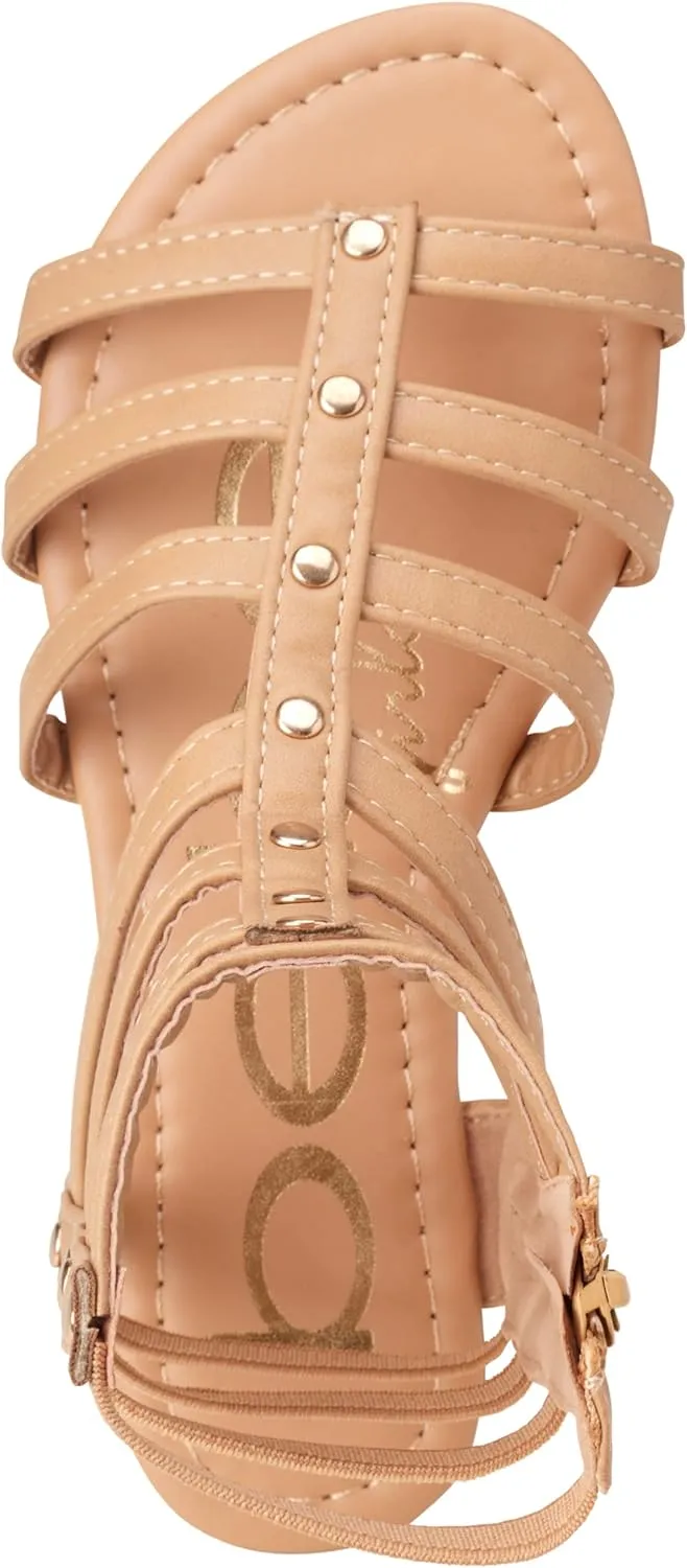 bebe Girls' Sandals - Open Toe Lightweight Summer Strappy Flat Gladiator Sandals with Ankle Zipper and Cushioned Sole