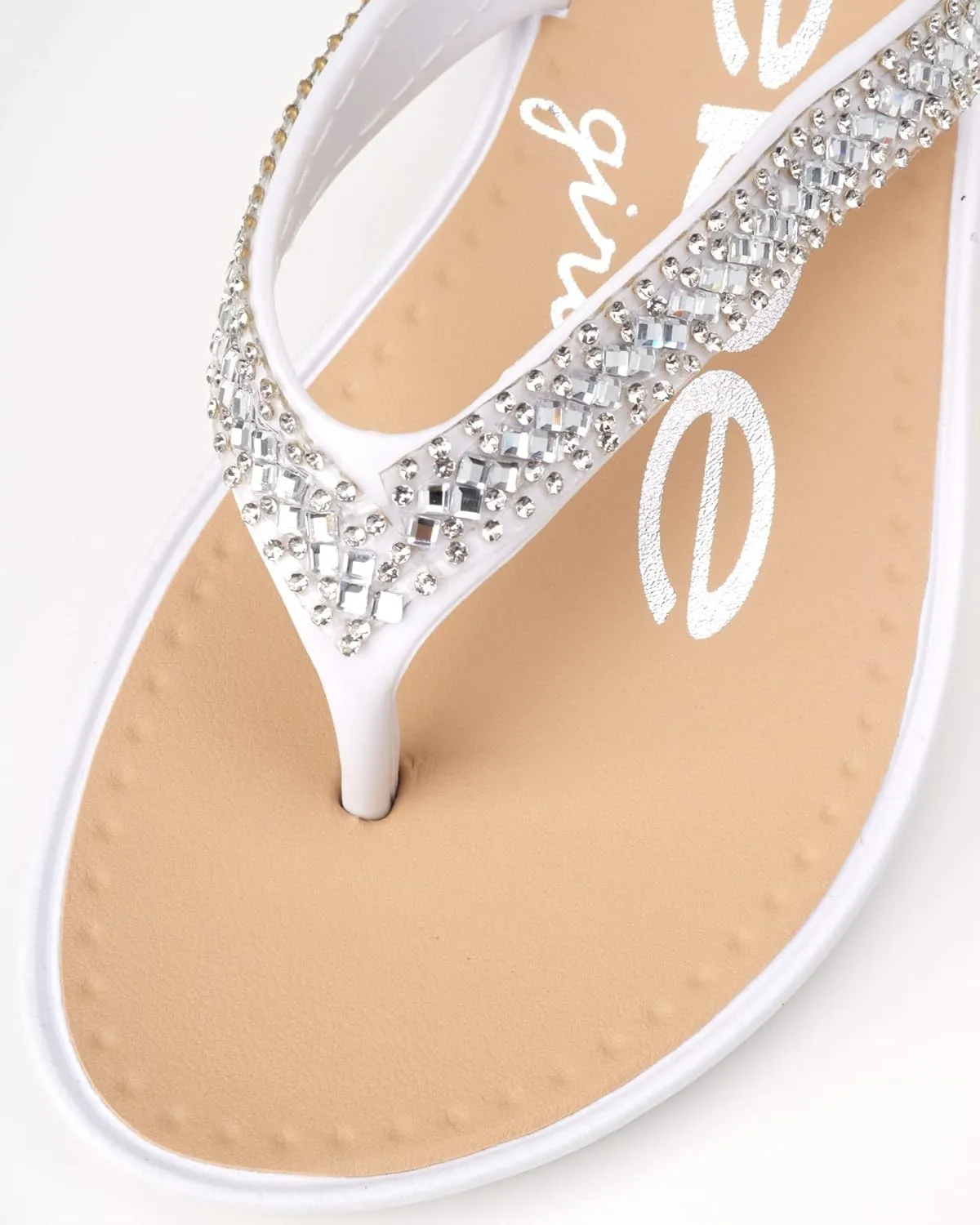 bebe Girls' Sandals - Open Toe Slip On Summer Holiday Rhinestone Thong Flip Flops with Soft Strap and Cushioned Sole