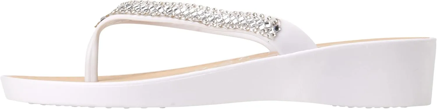 bebe Girls' Sandals - Open Toe Slip On Summer Holiday Rhinestone Thong Flip Flops with Soft Strap and Cushioned Sole