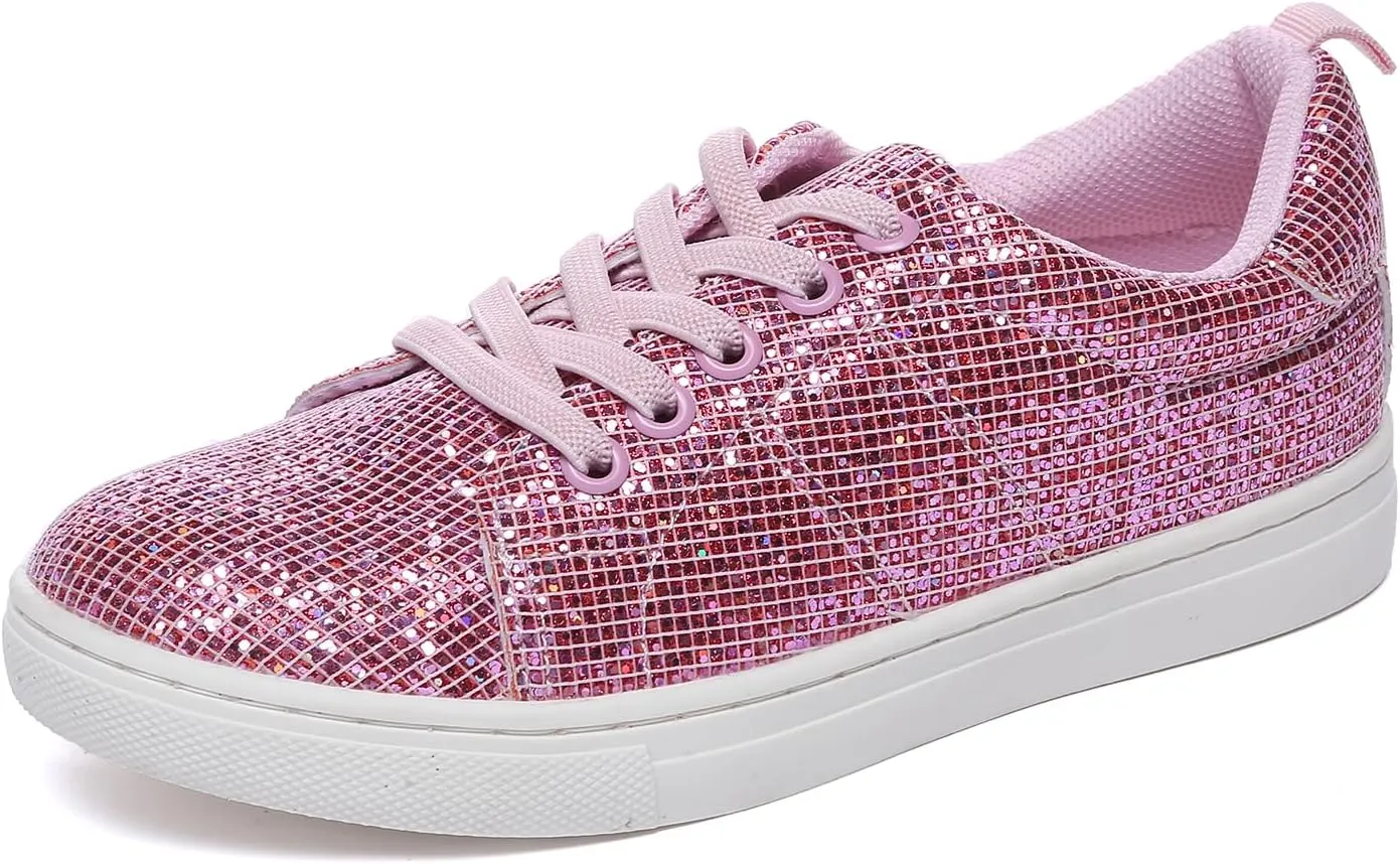 Bernal Girls & Boys Sparkle Glitter Sequin Sneakers Toddler/Little Kid/Big Kid Slip On School Low Top Walking Shoes Show Gift