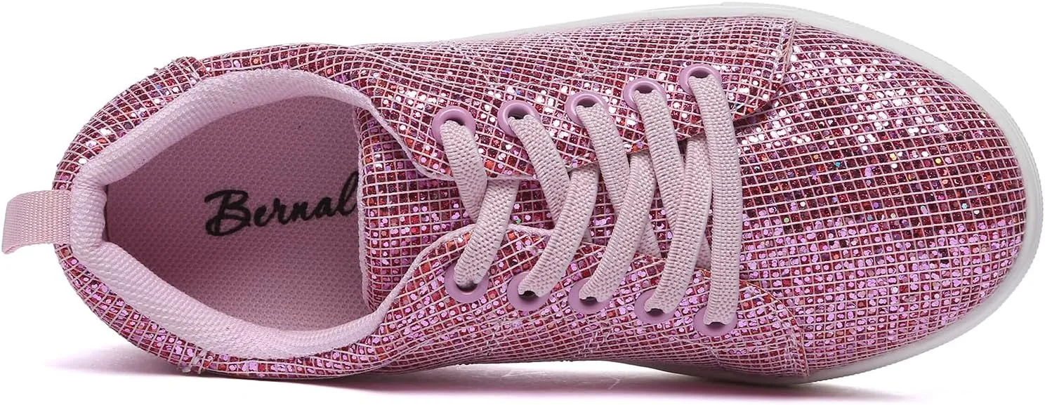 Bernal Girls & Boys Sparkle Glitter Sequin Sneakers Toddler/Little Kid/Big Kid Slip On School Low Top Walking Shoes Show Gift
