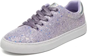 Bernal Women Glitter Sneakers Fashion Shiny Sparkle Sneakers Lightweight Rubber Outsole Non Slip Lace Up Walking Shoes
