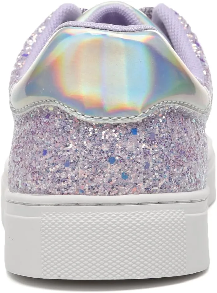 Bernal Women Glitter Sneakers Fashion Shiny Sparkle Sneakers Lightweight Rubber Outsole Non Slip Lace Up Walking Shoes