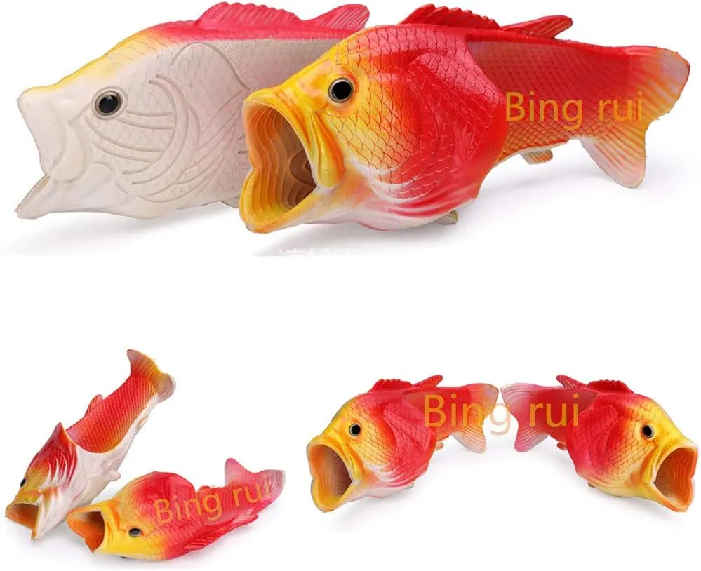 BING RUI CO Fish Slippers Beach Shoes Non-Slip Sandals Creative Bass Slippers Men and Women Casual Shoe
