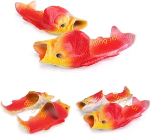 BING RUI CO Fish Slippers Beach Shoes Non-Slip Sandals Creative Bass Slippers Men and Women Casual Shoe