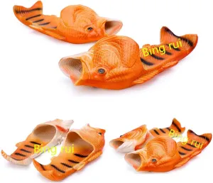 BING RUI CO Fish Slippers Beach Shoes Non-Slip Sandals Creative Bass Slippers Men and Women Casual Shoe