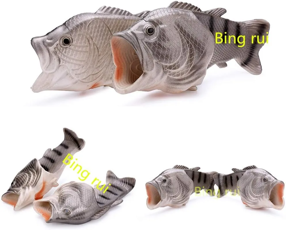 BING RUI CO Fish Slippers Beach Shoes Non-Slip Sandals Creative Bass Slippers Men and Women Casual Shoe
