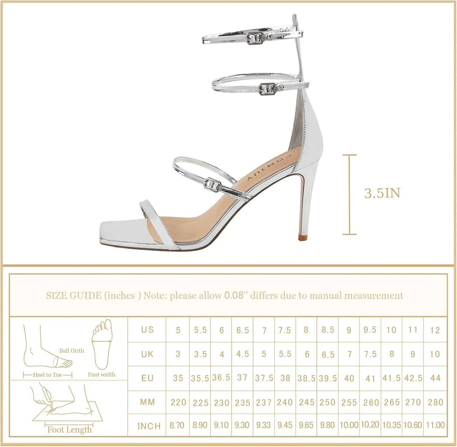 Black High Strappy Heels for Women with Three Adjustable Straps, Women's High Heel Sandals Open Toe, Sexy Dressy Shoes for Prom Wedding and Office