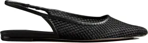 Black Slingback Flats for Women Stylish Pointed Toe Design with Rhinestone Embellishments Comfortable Mesh Material for Breathable Slip on Experience Size 8