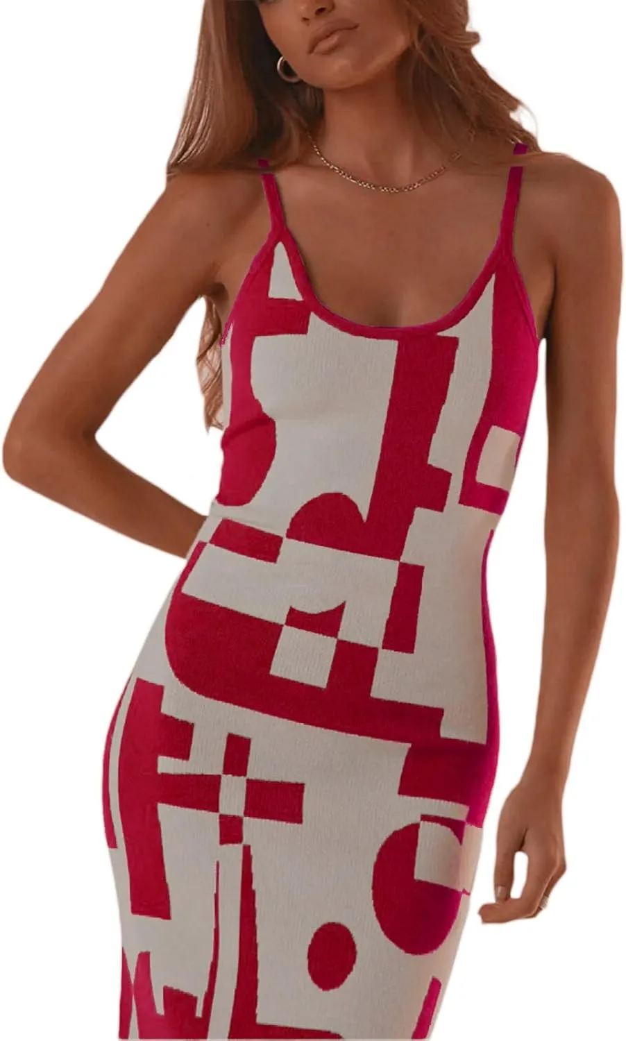 Bodycon Dresses for Women Summer Knit Hollow Out Sexy Night Out Midi Maxi Dress Sleeveless Long Cut Out Dress