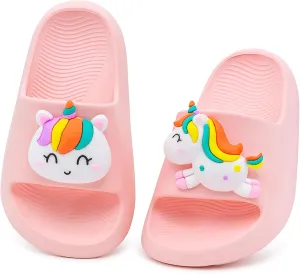 Boys Girls Cloud Unicorn Slide Sandals Non-slip Comfy Cushioned Thick Sole Shower Pool Slippers Summer Beach Water Shoes Indoor & Outdoor