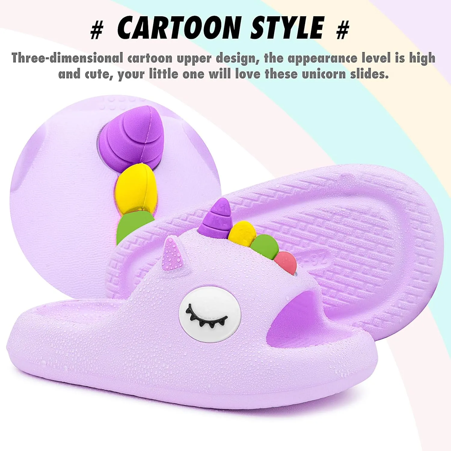 Boys Girls Cloud Unicorn Slide Sandals Non-slip Comfy Cushioned Thick Sole Shower Pool Slippers Summer Beach Water Shoes Indoor & Outdoor