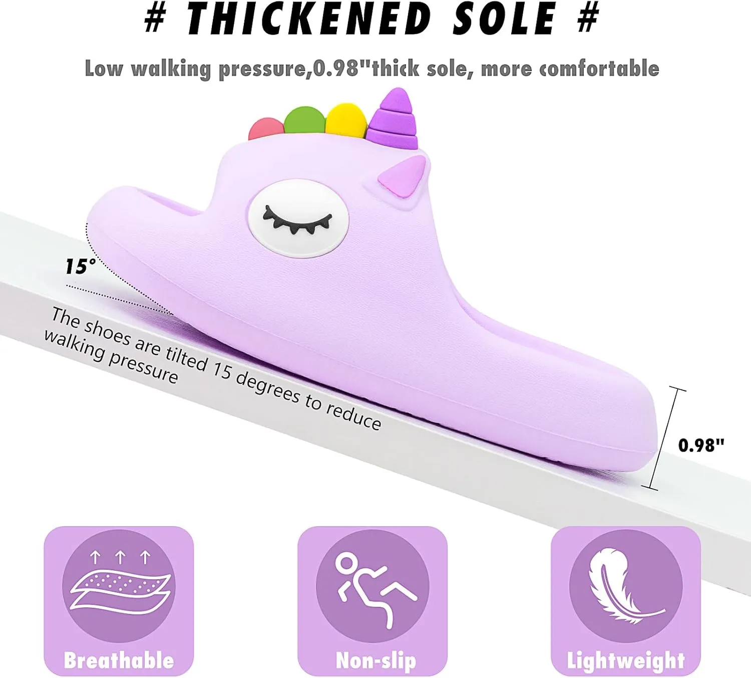Boys Girls Cloud Unicorn Slide Sandals Non-slip Comfy Cushioned Thick Sole Shower Pool Slippers Summer Beach Water Shoes Indoor & Outdoor