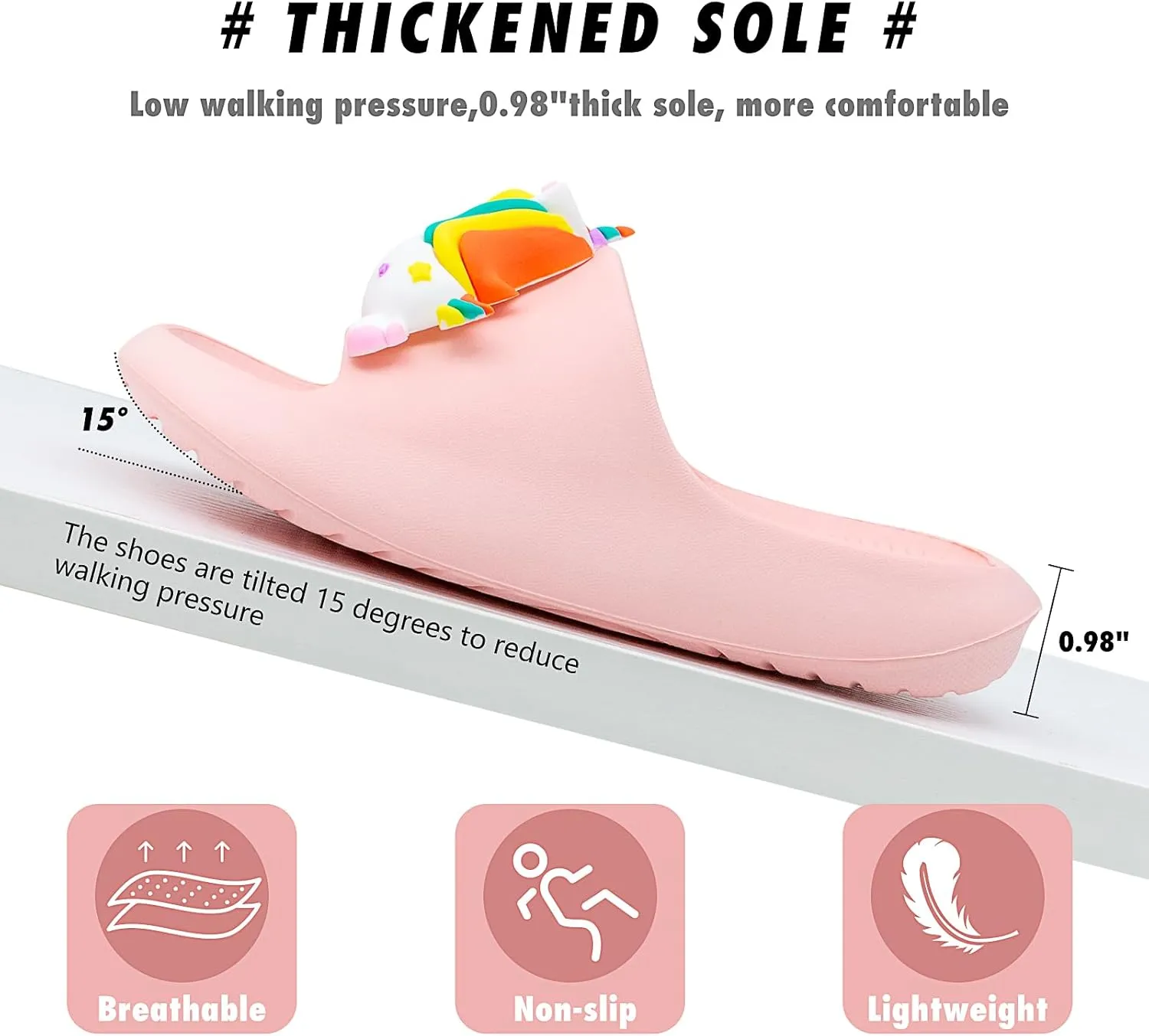 Boys Girls Cloud Unicorn Slide Sandals Non-slip Comfy Cushioned Thick Sole Shower Pool Slippers Summer Beach Water Shoes Indoor & Outdoor