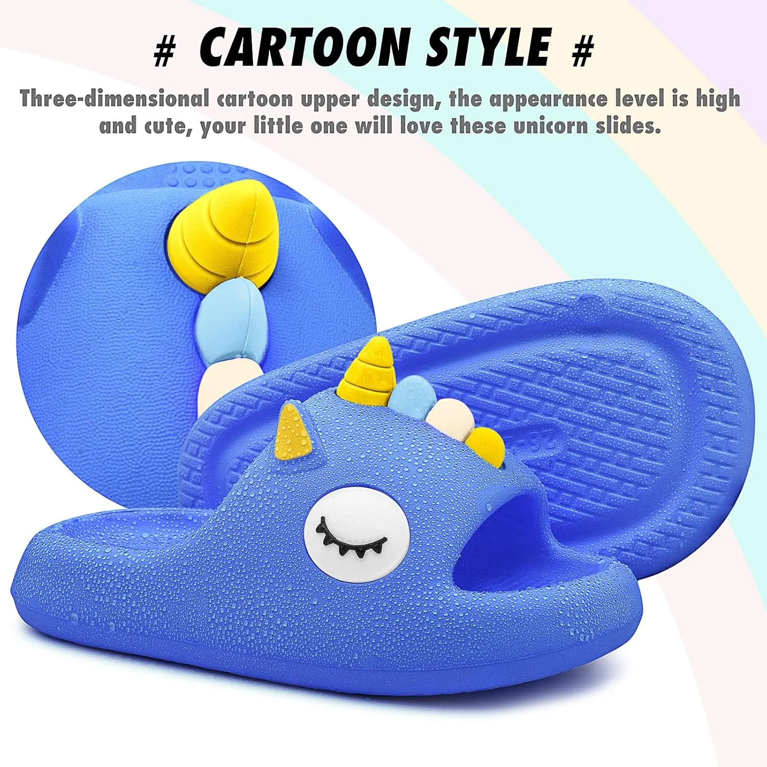 Boys Girls Cloud Unicorn Slide Sandals Non-slip Comfy Cushioned Thick Sole Shower Pool Slippers Summer Beach Water Shoes Indoor & Outdoor