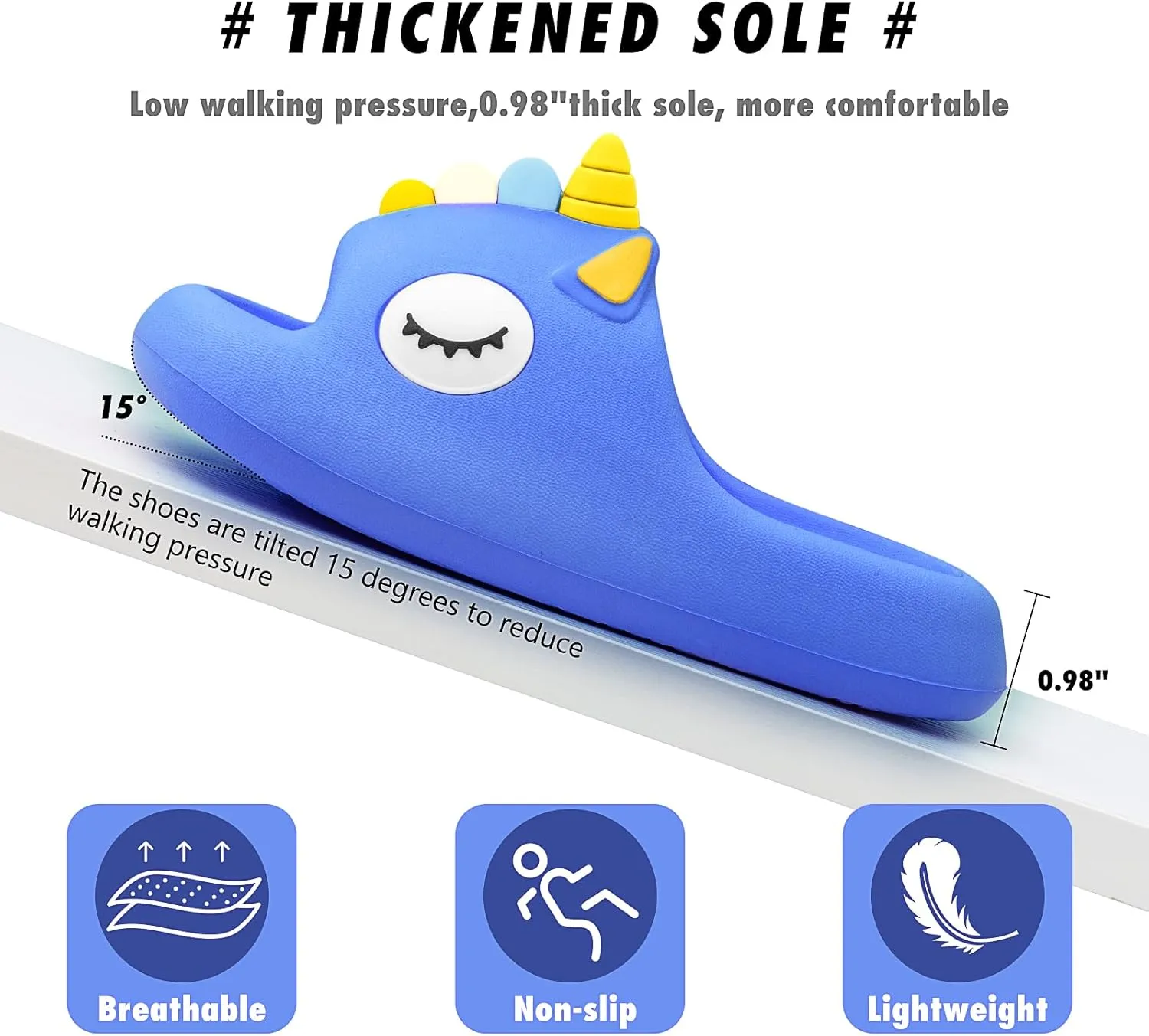 Boys Girls Cloud Unicorn Slide Sandals Non-slip Comfy Cushioned Thick Sole Shower Pool Slippers Summer Beach Water Shoes Indoor & Outdoor