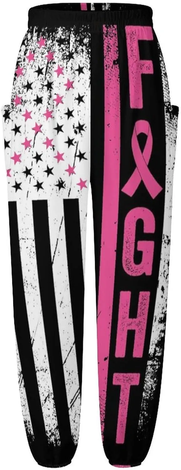 Breast Cancer Awareness Yoga Bloomers Womens Hippie Harem Pants Elephant Pants Elastic Gym Home Wear Loose Sweatpants