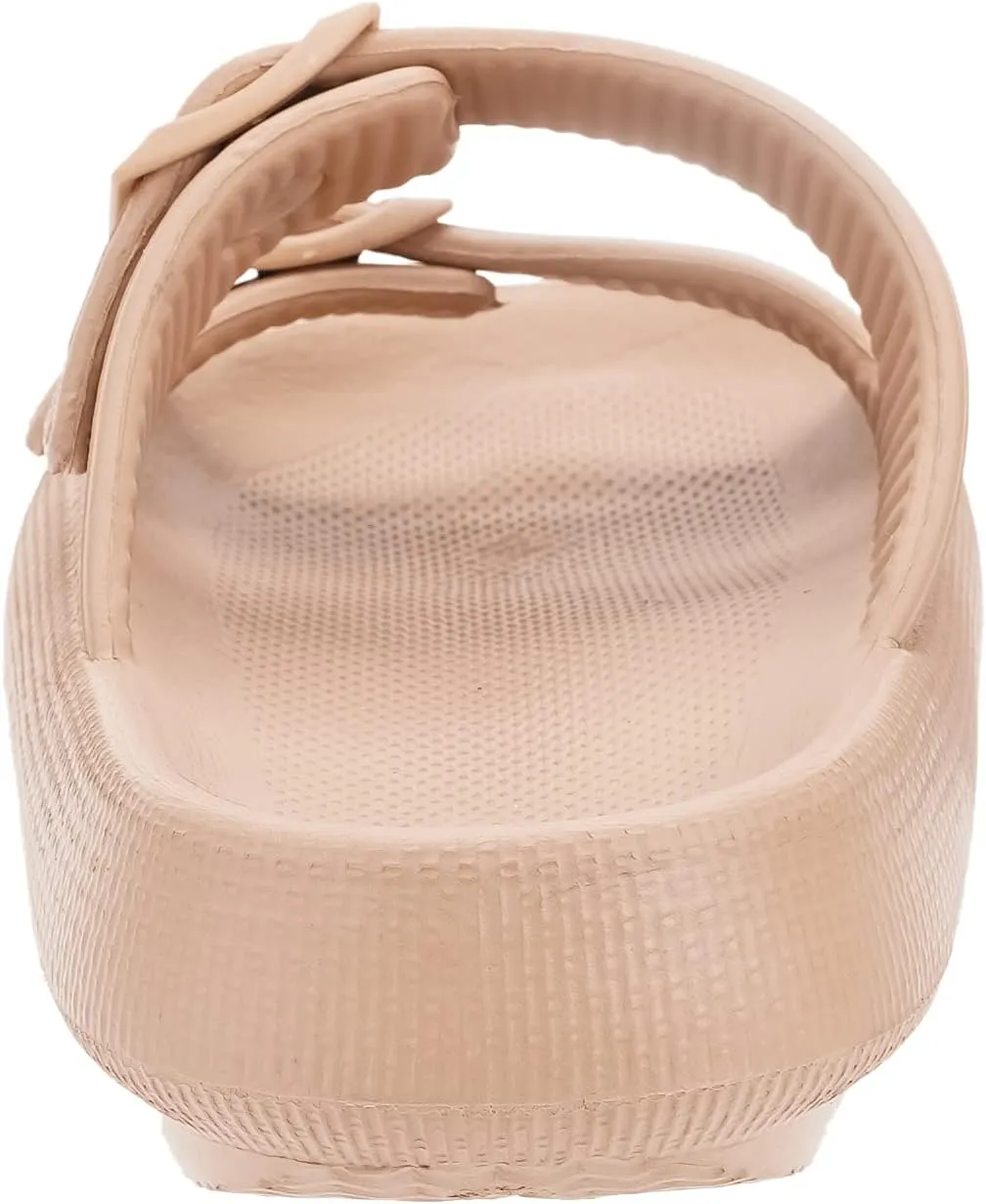 BRONAX Pillow Slippers for Women and Men | Adjustable Double Buckle Shower Slides | Cushioned Thick Sole Sandals