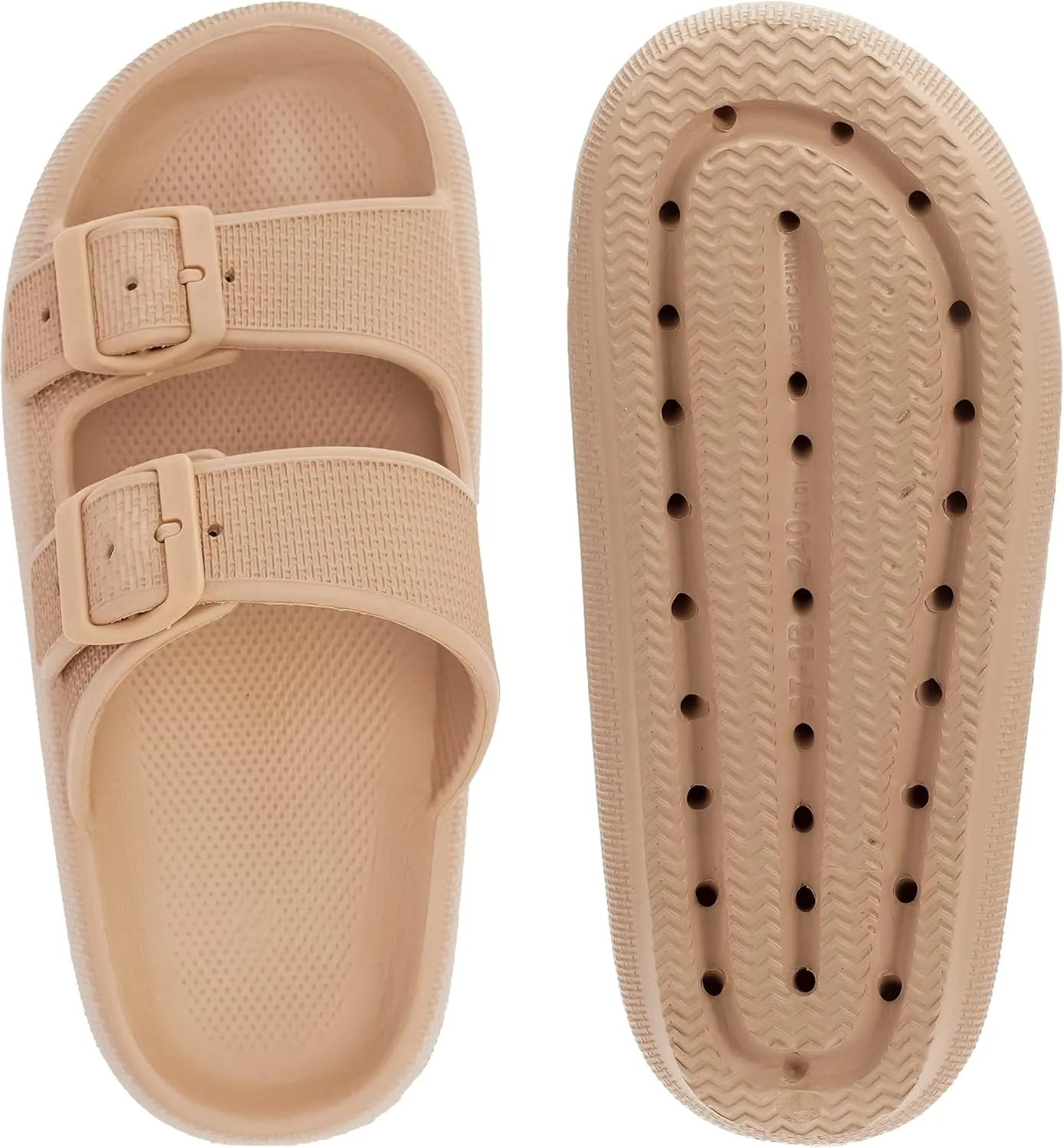 BRONAX Pillow Slippers for Women and Men | Adjustable Double Buckle Shower Slides | Cushioned Thick Sole Sandals