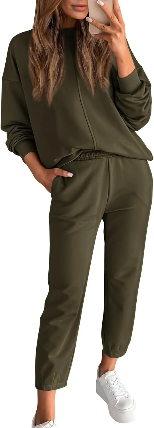 BTFBM 2024 Women 2 Piece Outfits Long Sleeve Pullover Jogger Pants Lounge Sets Fall Winter Sweatsuits Tracksuit Pockets