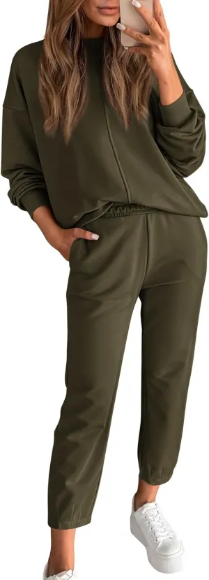 BTFBM 2024 Women 2 Piece Outfits Long Sleeve Pullover Jogger Pants Lounge Sets Fall Winter Sweatsuits Tracksuit Pockets